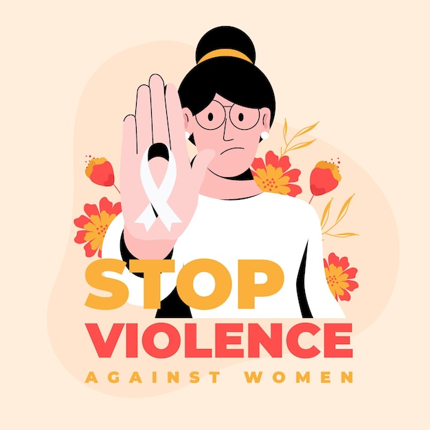 Vecteur gratuit creative stop violence contre femme texte et femme illustré