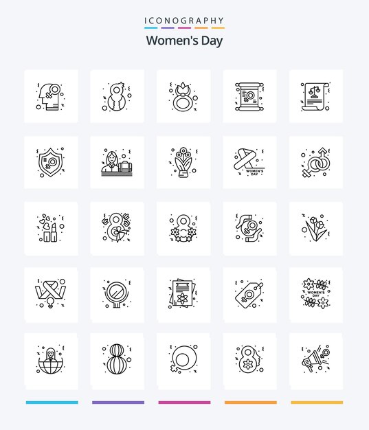 Vecteur gratuit creative womens day 25 pack d'icônes outline tels que les femmes jour de la femme célèbrent