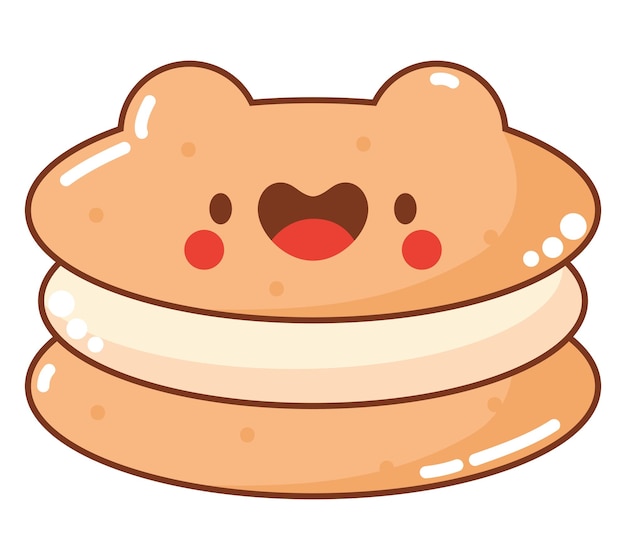 La Crème Glacée Au Cookie Souriant De Kawaii