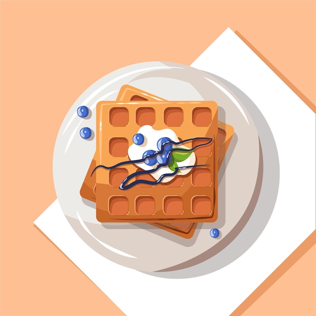 Vecteur gratuit crêpe gaufre vector design plat coloré