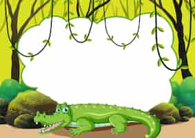 Vecteur gratuit un crocodile sympathique dans une forêt luxuriante