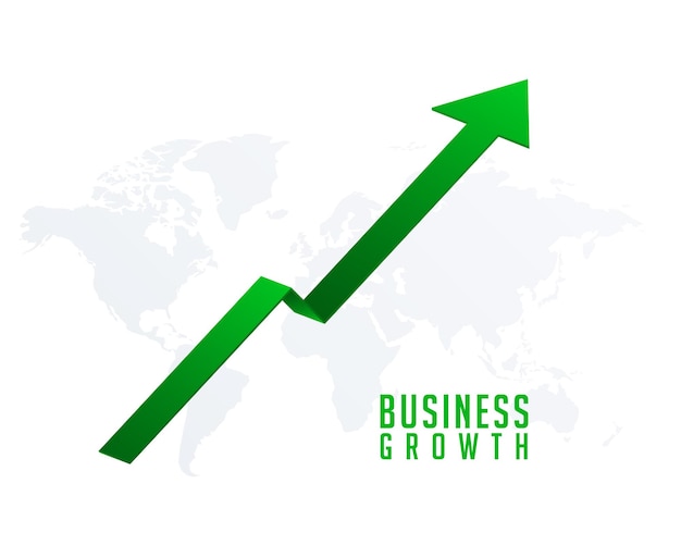 Vecteur gratuit croissance mondiale des entreprises avec flèche vers le haut sur le vecteur de la carte du monde