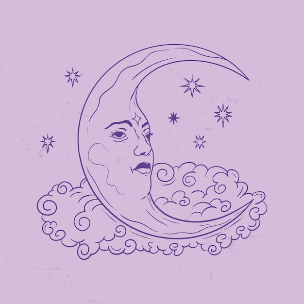 Vecteur gratuit croissant de lune dessin illustration