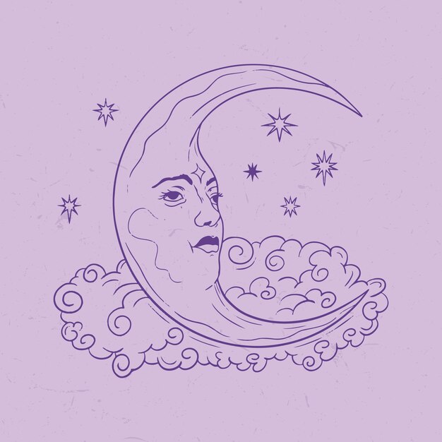 Croissant de lune dessin illustration