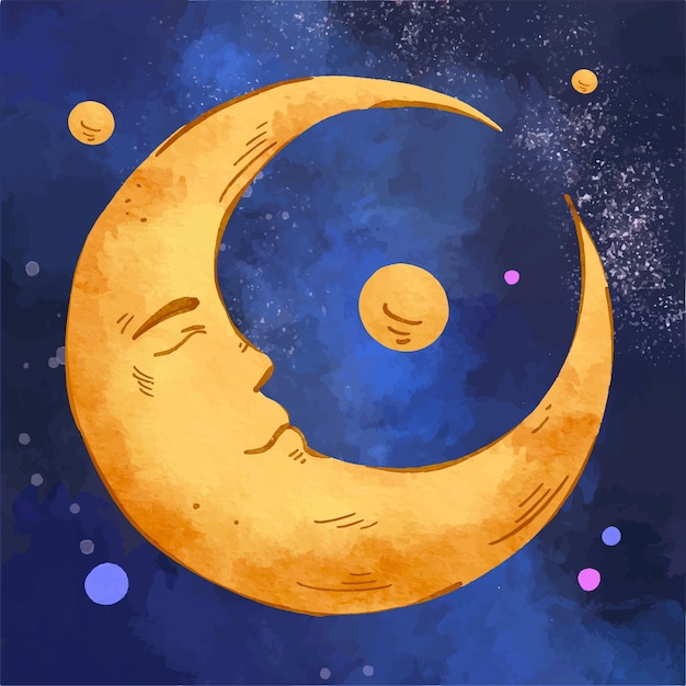 Vecteur gratuit croissant de lune dessin illustration