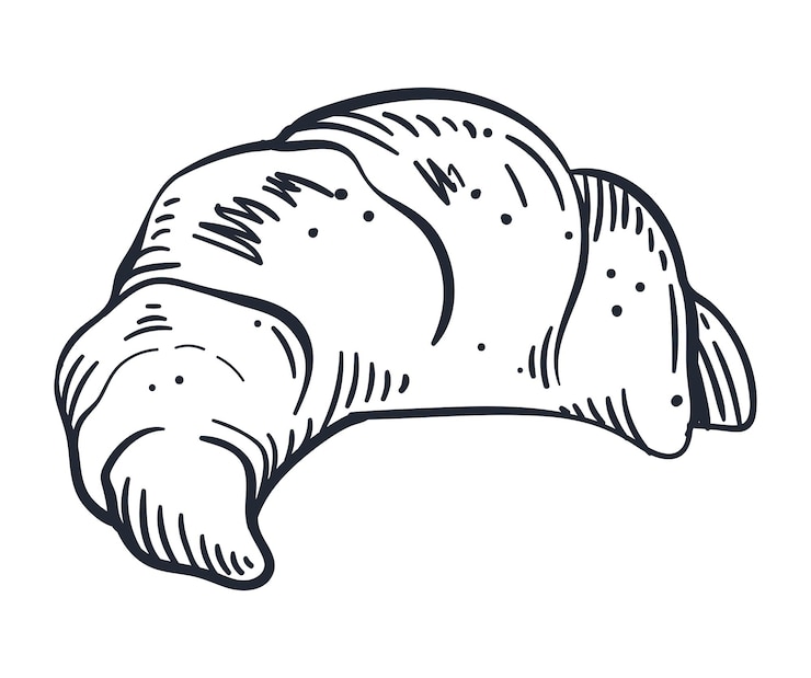 Vecteur gratuit croissant pain pâtisserie produit main dessiner