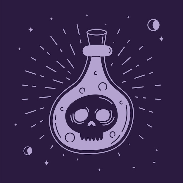 Vecteur gratuit croquis d'alchimie de potion magique