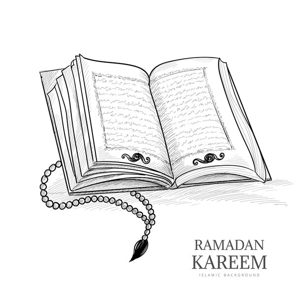 Croquis dessiné main le livre sacré du Coran
