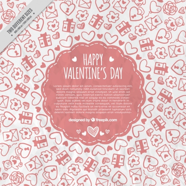 Vecteur gratuit croquis d'éléments de fond valentine