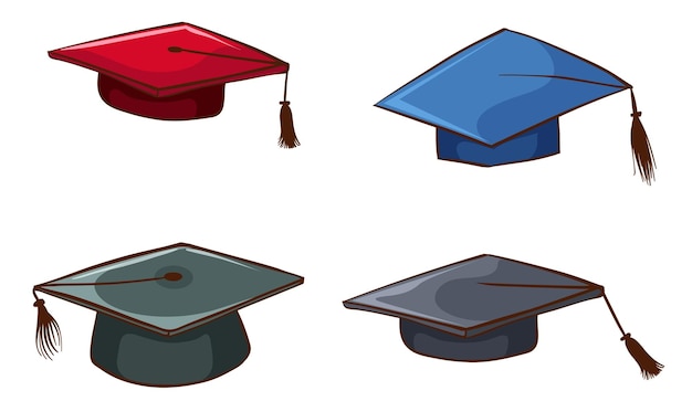 Vecteur gratuit croquis simples de casquettes de graduation