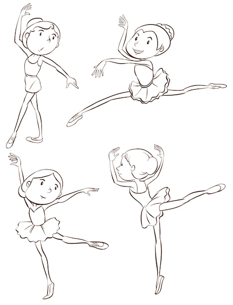 Vecteur gratuit croquis simples des danseurs de ballet