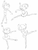 Vecteur gratuit croquis simples des danseurs de ballet