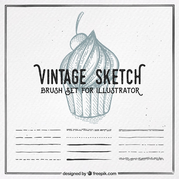 Vecteur gratuit croquis vintage, jeu de pinceau pour illustrateur