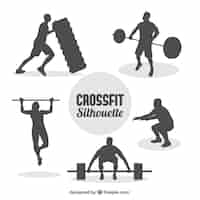 Vecteur gratuit crossfit man silhouettes collecti