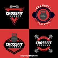 Vecteur gratuit crossfit noir et une collection d'étiquettes rouges