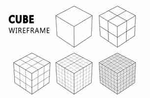 Vecteur gratuit cube filaire en résolution différente structure de connexion technologie numérique futuriste illustration vectorielle