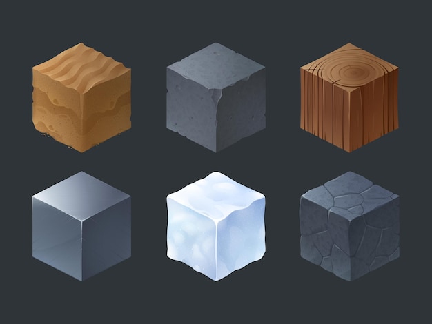 Vecteur gratuit cubes de texture isométrique pour le jeu