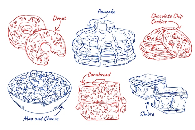 Cuisine Américaine Dessinée à La Main