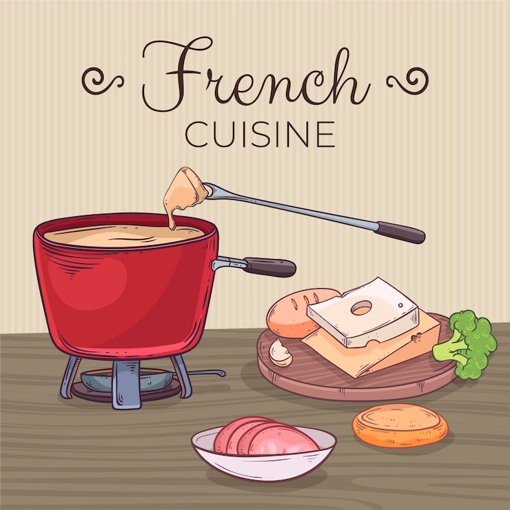 Vecteur gratuit cuisine française dessinée à la main