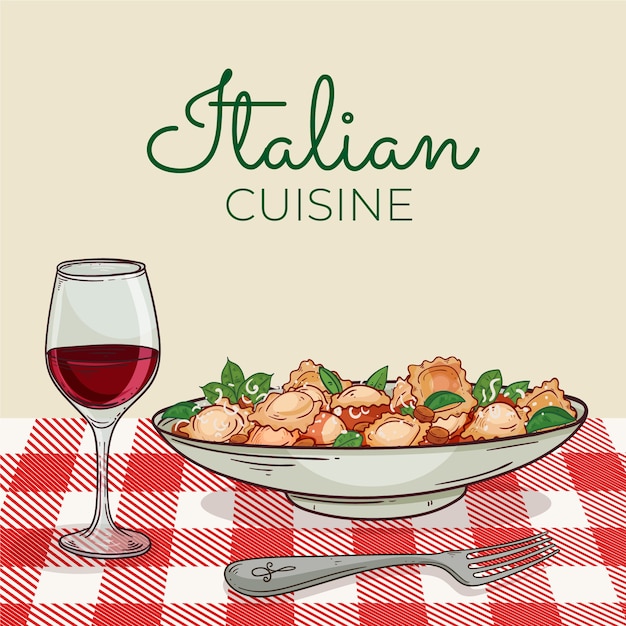 Vecteur gratuit cuisine italienne dessinée à la main