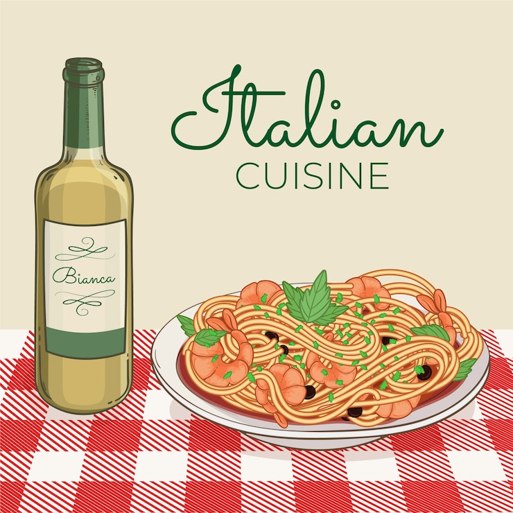 Vecteur gratuit cuisine italienne dessinée à la main