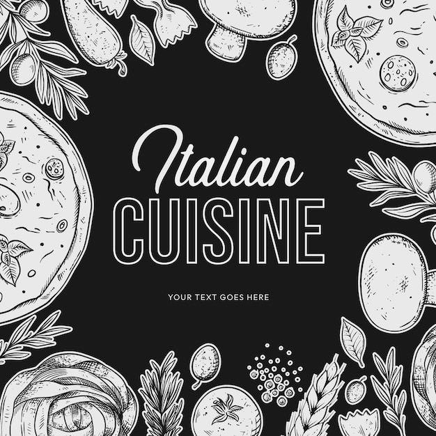 Cuisine italienne dessinée à la main