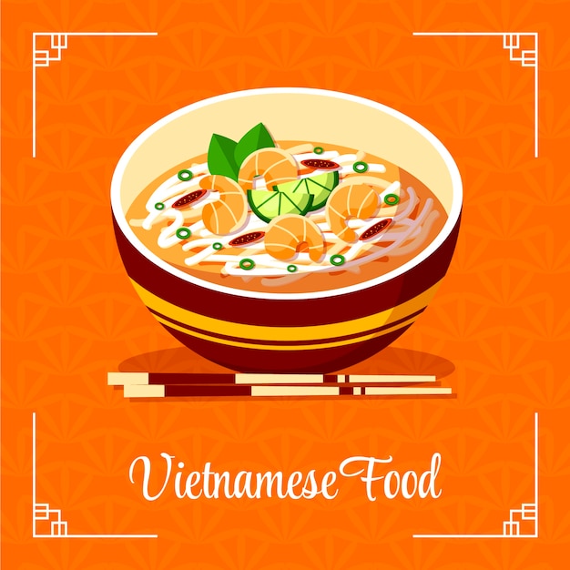 Vecteur gratuit cuisine vietnamienne design plat