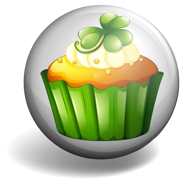 Vecteur gratuit cupcake sur badge rond