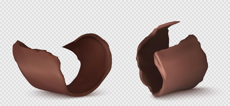 Vecteur gratuit curls de chocolat, copeaux ou morceaux d'aliments sucrés