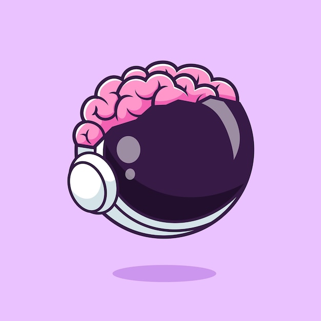 Vecteur gratuit cute astronaute cerveau dessin animé vecteur icône illustration science technologie vecteur plat isolé