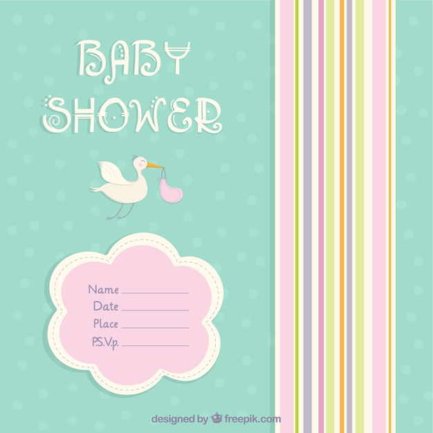 Cute Baby Carte De Douche Avec Une Cigogne