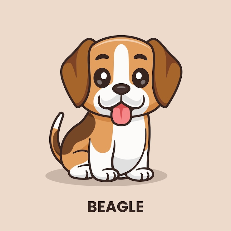 Vecteur gratuit cute beagle dog sitting cartoon icône vectorielle illustration icône de la nature animale vecteur plat isolé