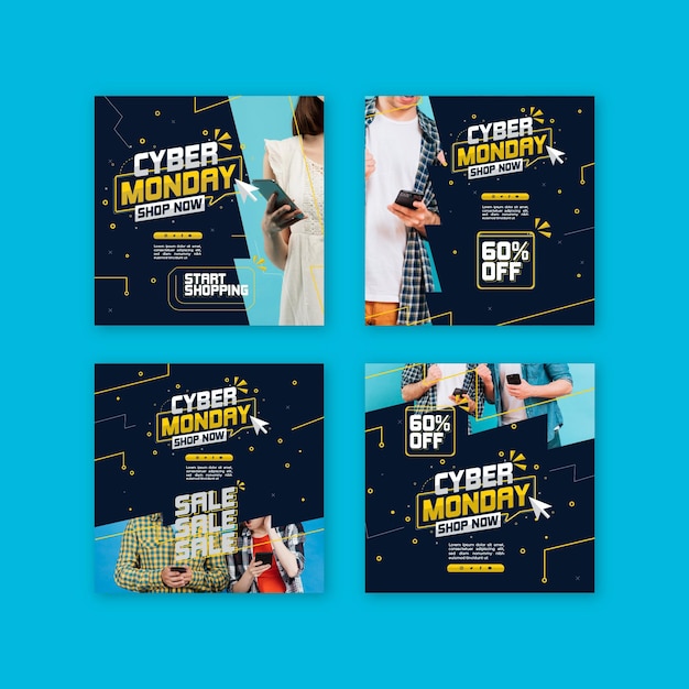 Vecteur gratuit cyber monday instagram post collection