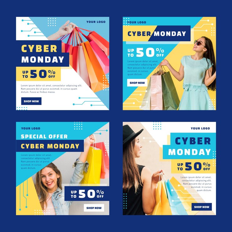 Vecteur gratuit cyber monday instagram posts