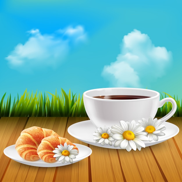 Vecteur gratuit daisy realistic breakfast composition