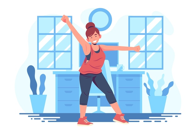 Vecteur gratuit dance fitness à la maison illustré