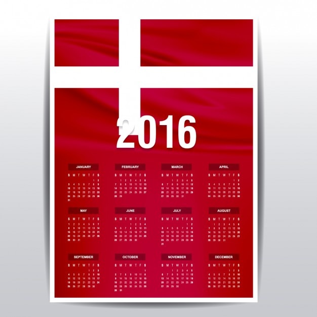 Vecteur gratuit danemark calendrier 2016