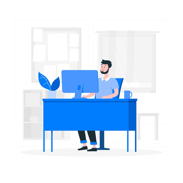 Vecteur gratuit dans l'illustration du concept de bureau