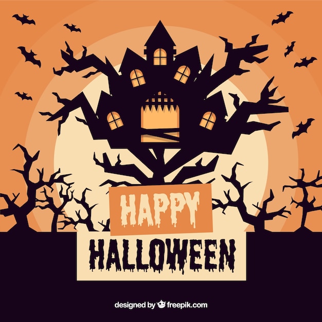 Vecteur gratuit dark halloween background de la maison