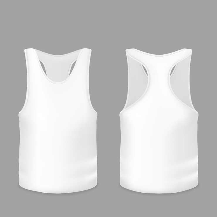 Vecteur gratuit débardeur blanc ou illustration de t-shirt du modèle 3d réaliste de vêtements de sport ou décontractés