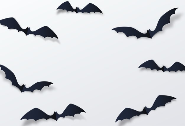 Décor de chauve-souris Halloween. Style de papier découpé.