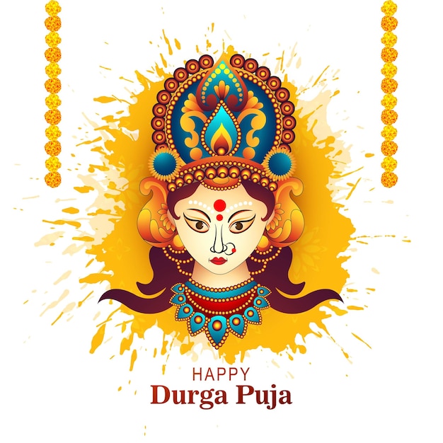 Vecteur gratuit décoratif religieux durga puja face fond de festival de carte de vacances