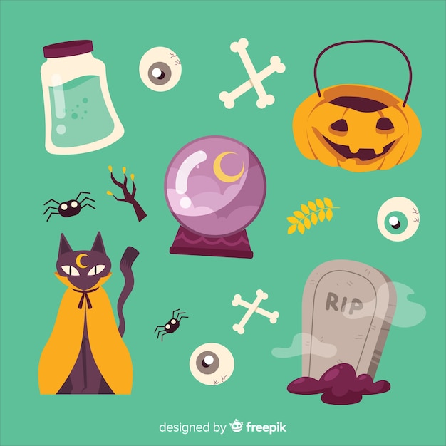 Vecteur gratuit décoration fantasmagorique pour la collection d'halloween