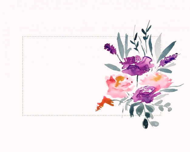 Décoration florale aquarelle avec zone d'espace de texte