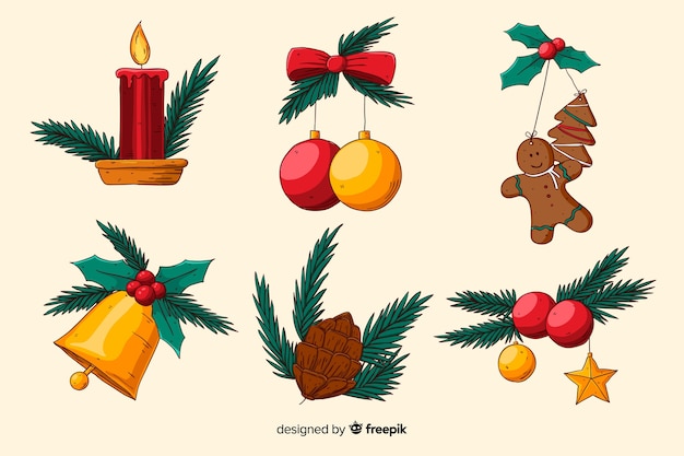 Vecteur gratuit décoration de noël dessinée à la main