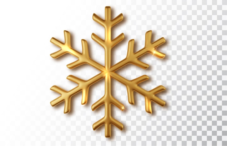 Vecteur gratuit décoration de noël réaliste 3d flocon de neige doré isolé sur fond transparent élément de conception pour noël