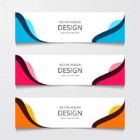Définir une bannière web horizontale avec trois couleurs différentes impression publicitaire d'identité d'entreprise illustration vectorielle