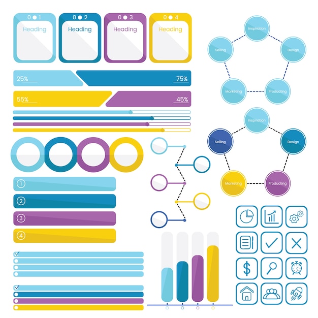 Vecteur gratuit définir la collection d'infographies