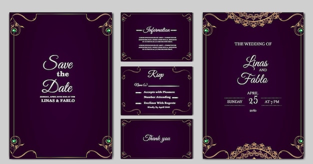 Définir La Conception De Modèle De Carte D'invitation De Mariage De Luxe Collection