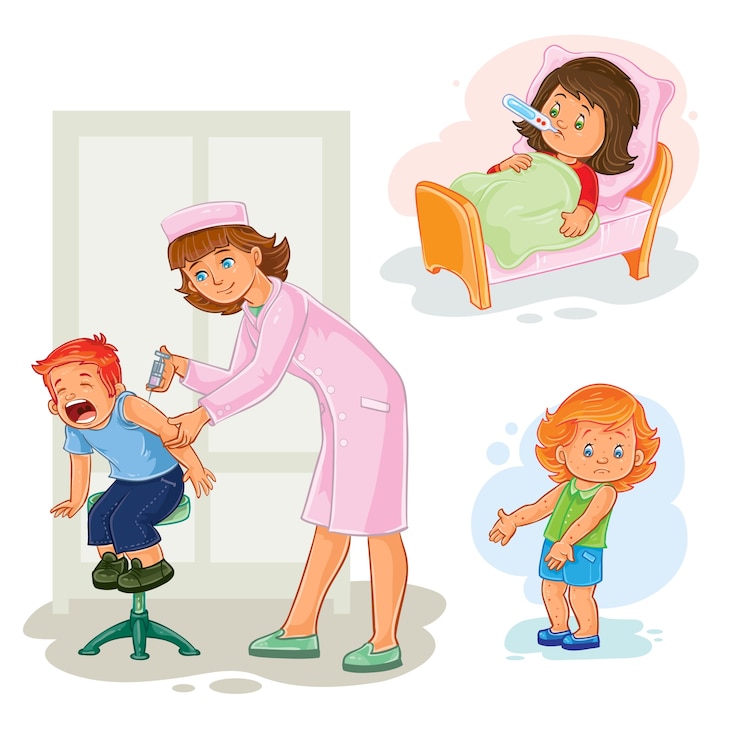 Vecteur gratuit définir des icônes petite fille malade